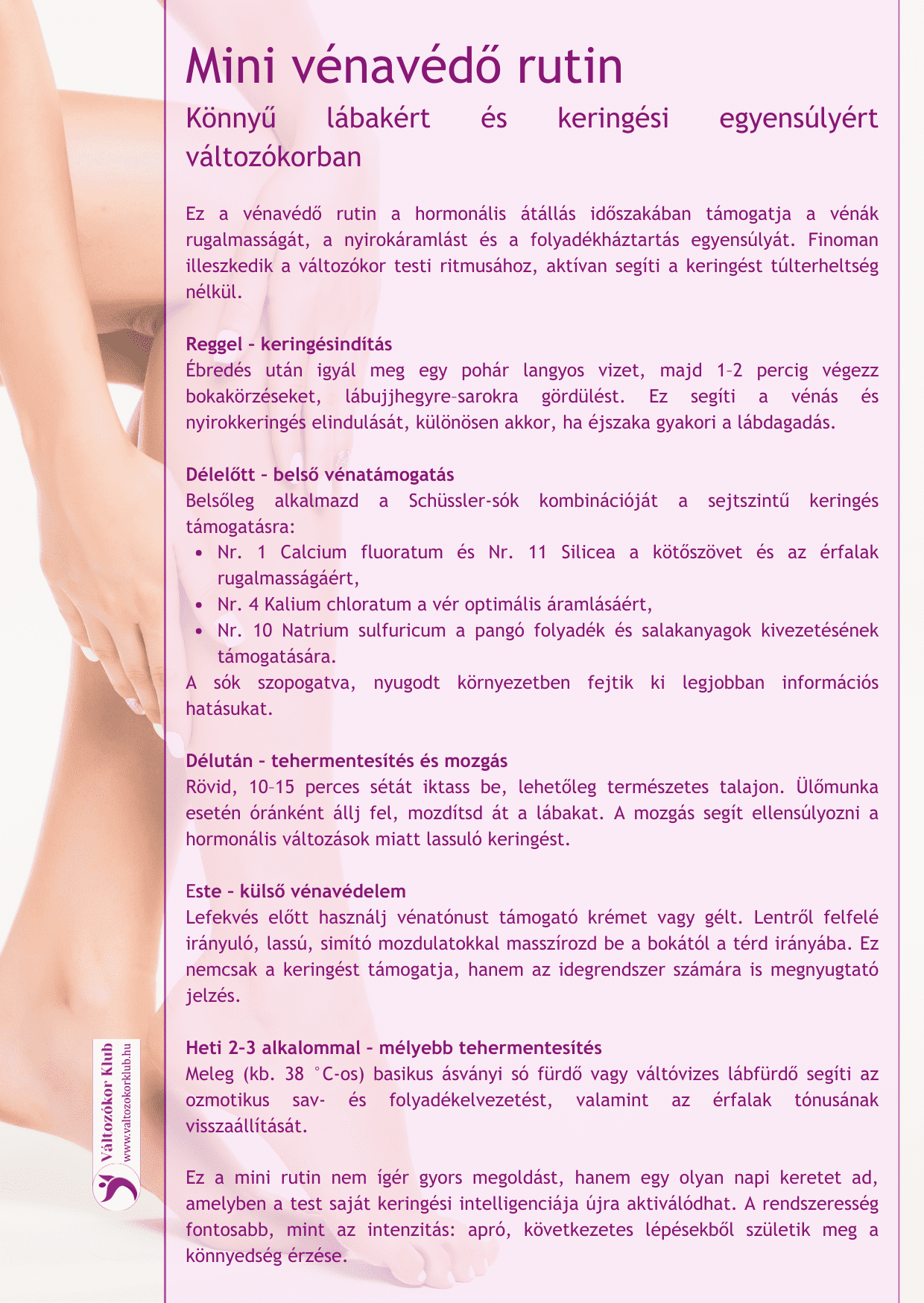 vénavédő-rutin, változókori tünetek, Schüssler só